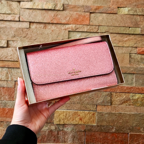 kate spade Handbags - New! KATE SPADE GLITTER GLIMMER PINK WRISTLET
